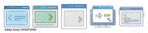 Conceptual illustration depicting various software coding and development web interfaces