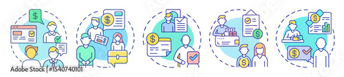 Financial Concepts Icons Illustration Representing Investment, Planning, and Economic Growth Stages