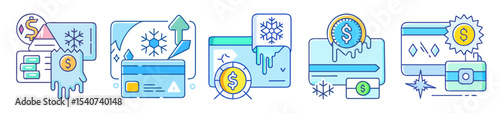 Conceptual illustration of financial constraints, frozen assets, limited access, and credit controls