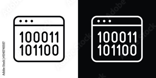 Binary code icon design. simple stroke line vector icon set