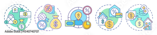 Diverse Icons Illustrating Financial Planning, Investment, and Real Estate Growth Concepts