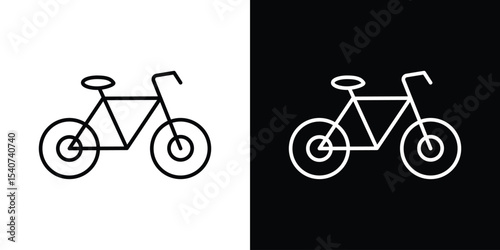 Biking icon design. simple stroke line vector icon set