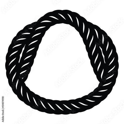 Thick braided rope forms a triangular loop isolated on white background