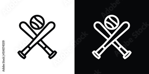 Baseball icon design. simple stroke line vector icon set