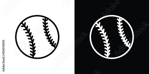 Baseball icon design. simple stroke line vector icon set