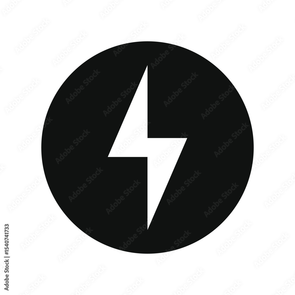 Lightning bolt icon in black circle Lightning bolt icon in black circle