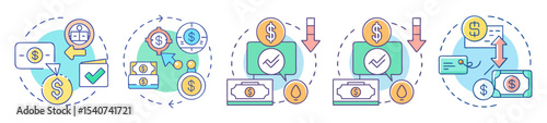 Financial transactions and wealth management including investment and spending decision infographic