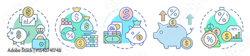 Conceptual Illustration of Investment and Financial Growth with Piggy Banks and Money