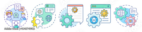Conceptual illustration of global communication, localization, and automated settings for software and web