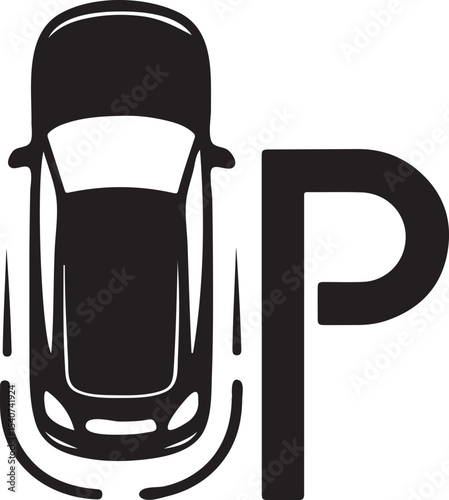 Car Parking Icon Vector Flat Design P Symbol