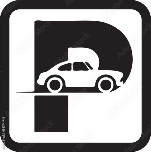 Car Parking Icon Vector Flat Design P Symbol