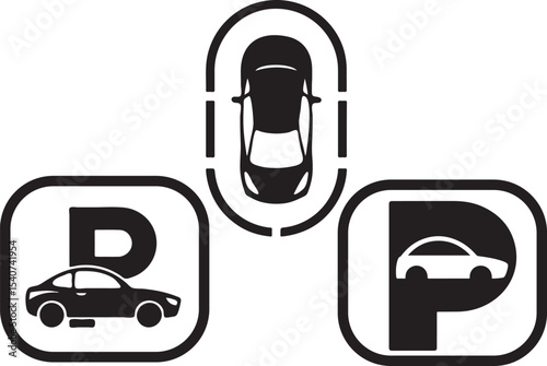 Car Parking Icon Vector Flat Design P Symbol