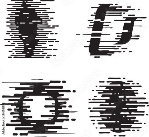 Glitch Effect Pattern Vector Set