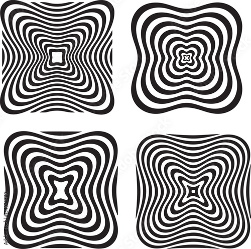 Optical Illusion Spiral Icons Set