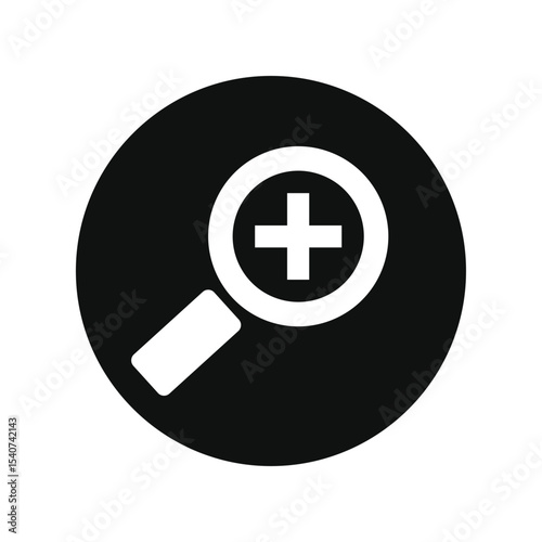 Zoom in magnifying glass icon with plus sign