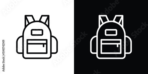 Backpack icon design. simple stroke line vector icon set