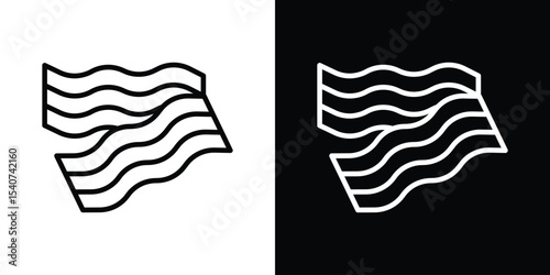 Bacon icon design. simple stroke line vector icon set