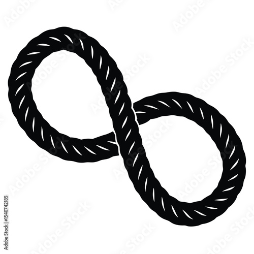 Rope forms an infinity symbol isolated on white background