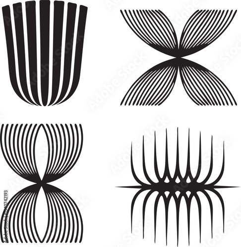 Mirrored Line Pattern Vector Icons