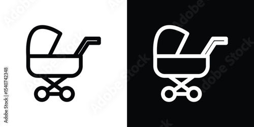 Baby carriage icon design. simple stroke line vector icon set