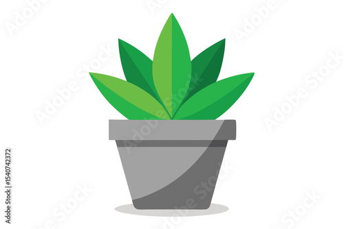 Vibrant Green Potted Plant  A Simple Illustration of Houseplant Greenery