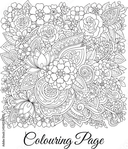 Full Page Intricate Floral Mandala Adult Coloring Design
