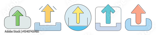Various styled upload icons showcasing different ways to upload data or files
