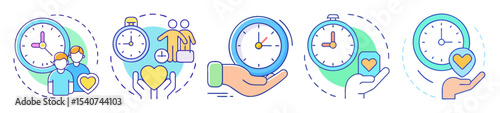 Conceptual Time Management Illustration Representing Value, Collaboration, Efficiency, and Resourcefulness