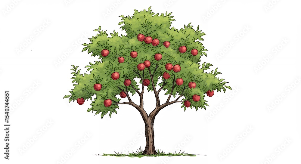 Naklejka premium Apple tree illustration