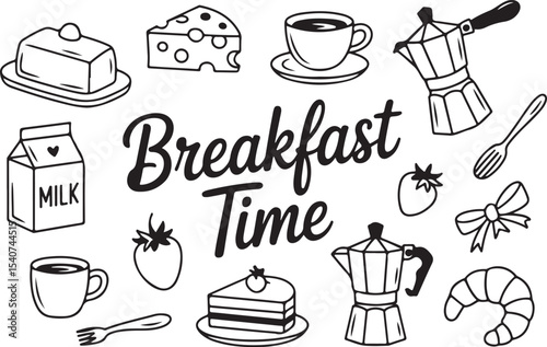 Healthy Breakfast Time Doodle Collection