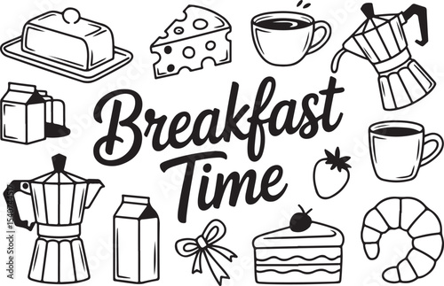 Healthy Breakfast Time Doodle Collection