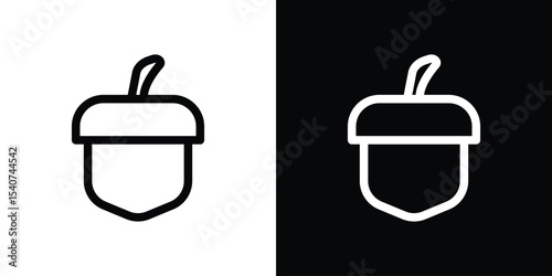 Acorn icon design. simple stroke line vector icon set