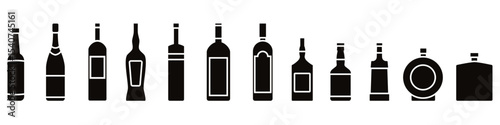Bottle of alcohol icon vector set. Bottle illustration sign collection. Alcohol symbol. Wine logo.