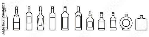 Bottle of alcohol icon vector set. Bottle illustration sign collection. Alcohol symbol. Wine logo.