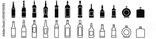 Bottle of alcohol icon vector set. Bottle illustration sign collection. Alcohol symbol. Wine logo.