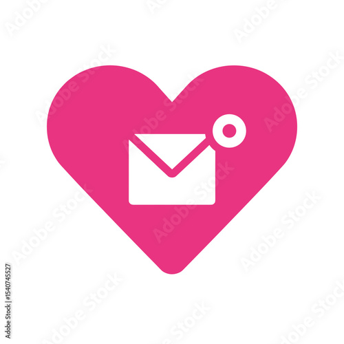 Heart wishlist icon with envelope and notification symbol  