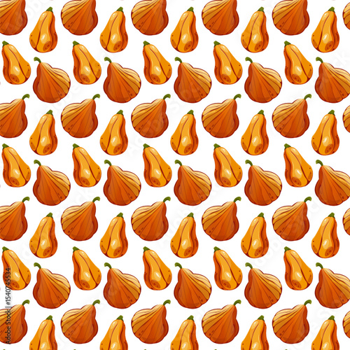 Seamless pattern pumpkins for autumn harvest, Halloween, and Thanksgiving design. For greeting cards, posters, flyers, banners for fall festivals and farmers’ markets, packaging, textile design