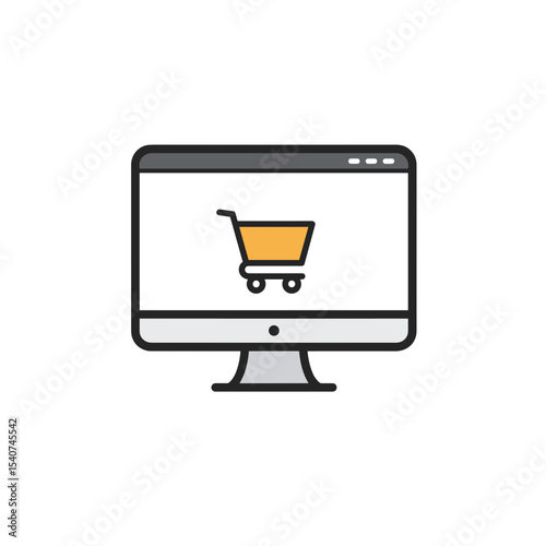 Online store web window icon featuring shopping cart design  