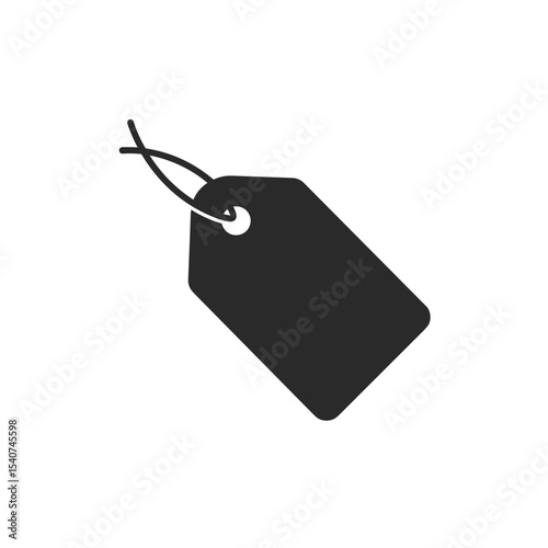 Black price tag icon on a plain background  