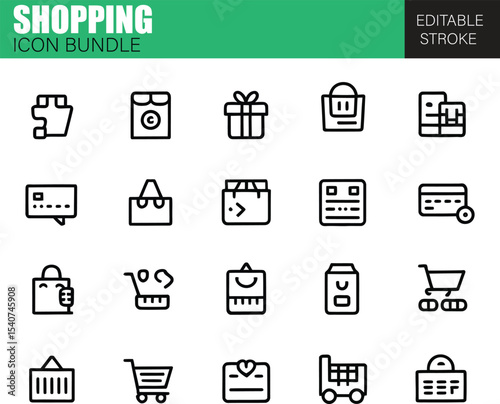 Shopping Icon Bundle – Flat Vector Set for Online Retail, Consumer Goods, and Digital Shopping Experiences


