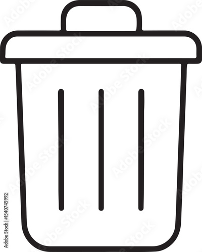 Trash Can Icon Simple Line Drawing of a Waste Bin