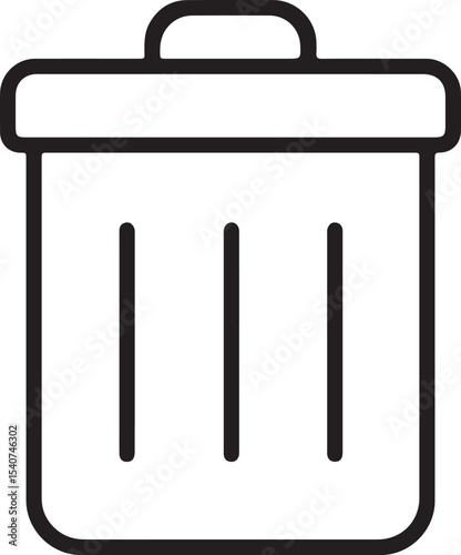 Simple Line Drawing of a Trash Can Clean and Minimalist Design