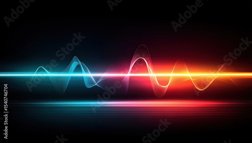 Abstract Wave Light on Black Background