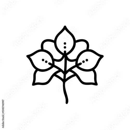 Hand drawn summer floral design four leaves