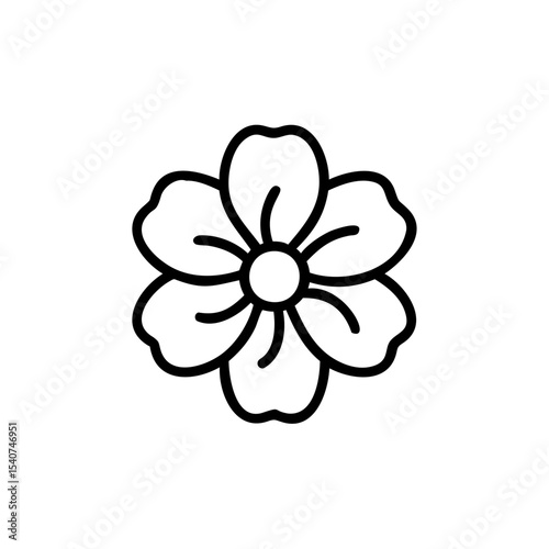 Simple hand drawn summer flower line art icon