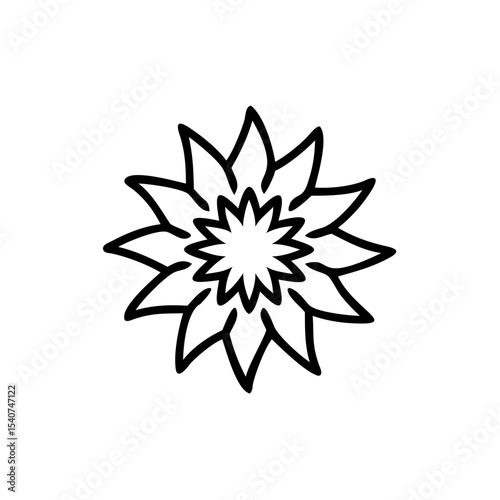 Hand drawn summer flower mandala design element