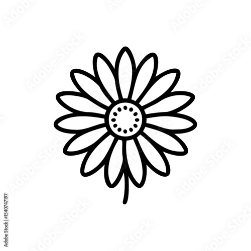 Hand drawn summer daisy flower line art illustration