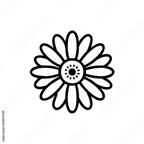 Hand drawn summer daisy flower line art illustration