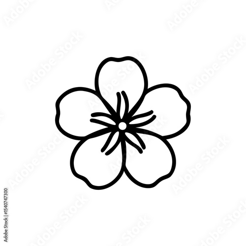 Hand drawn simple summer flower blossom line art