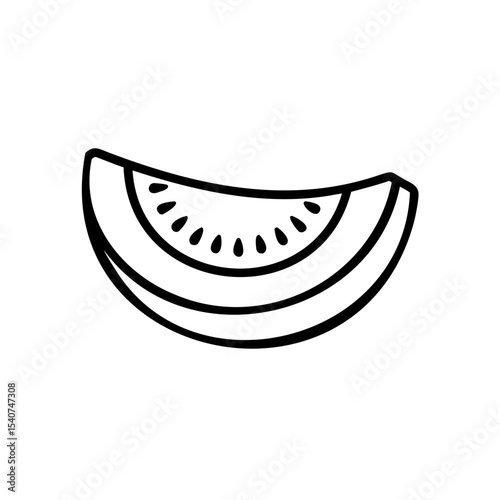 Hand drawn summer watermelon slice line art illustration